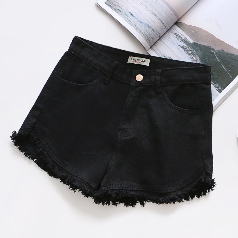 Slim Fit Candy Color Farmer Rövidnadrág Női Raw Edges Tassel Shorts Hot Pants