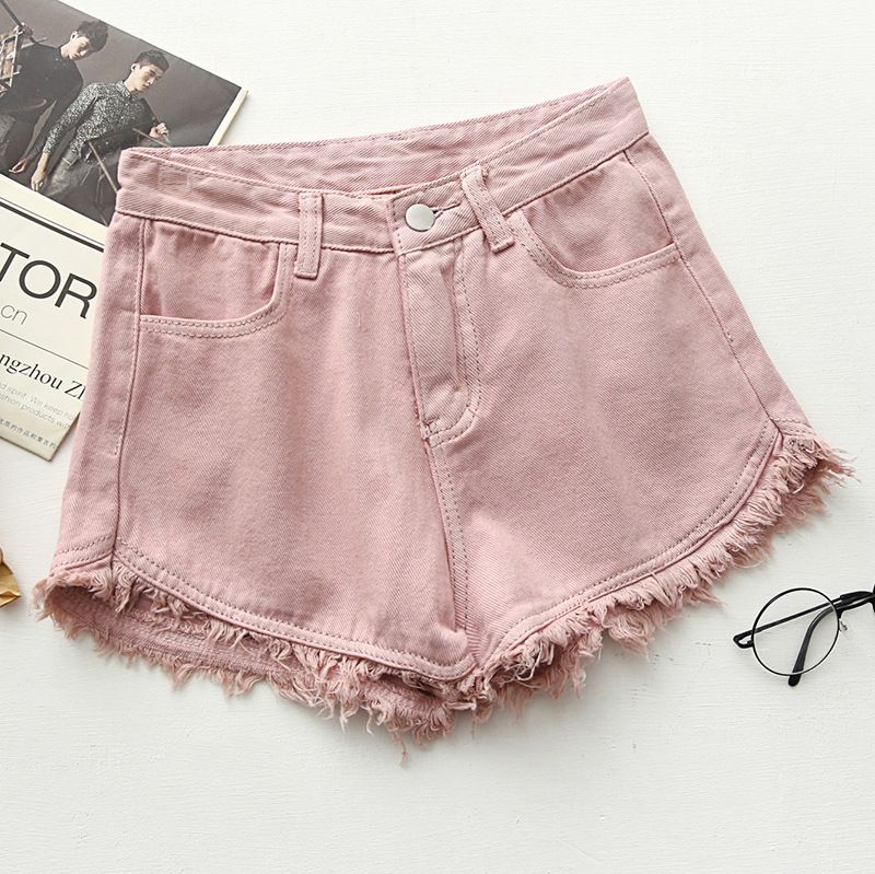 Slim Fit Candy Color Farmer Rövidnadrág Női Raw Edges Tassel Shorts Hot Pants