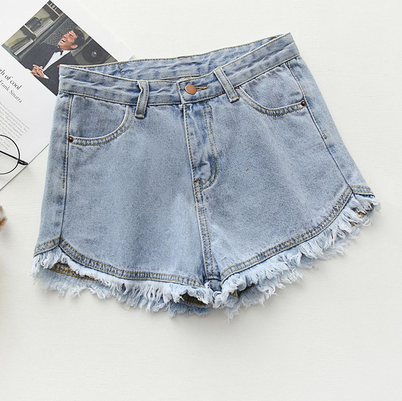 Slim Fit Candy Color Farmer Rövidnadrág Női Raw Edges Tassel Shorts Hot Pants