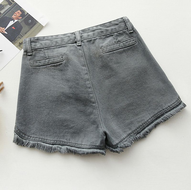 Slim Fit Candy Color Farmer Rövidnadrág Női Raw Edges Tassel Shorts Hot Pants