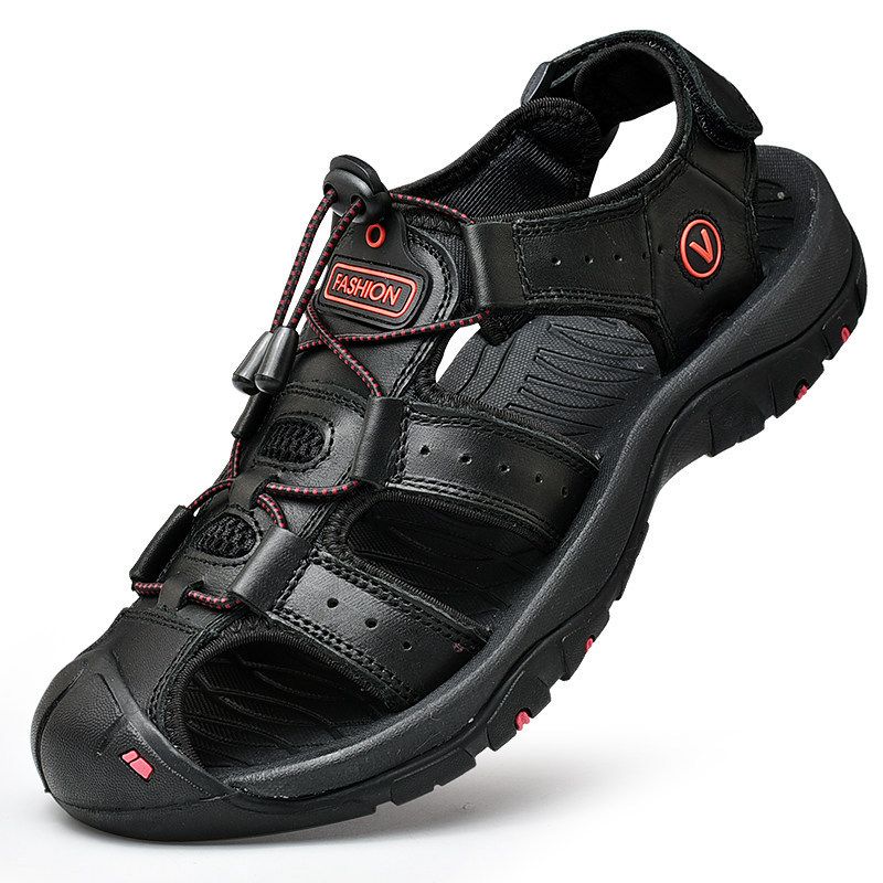 Új Sandals Férfi Bőr Baotou Papucs Outdoor Sport Nyári Lapos Cipők