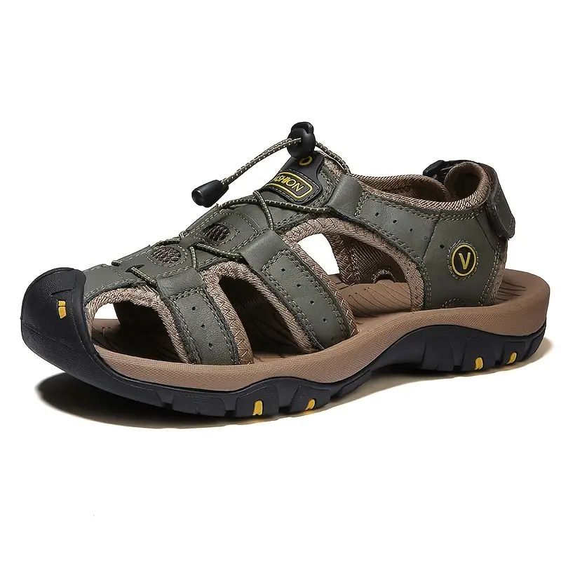 Új Sandals Férfi Bőr Baotou Papucs Outdoor Sport Nyári Lapos Cipők