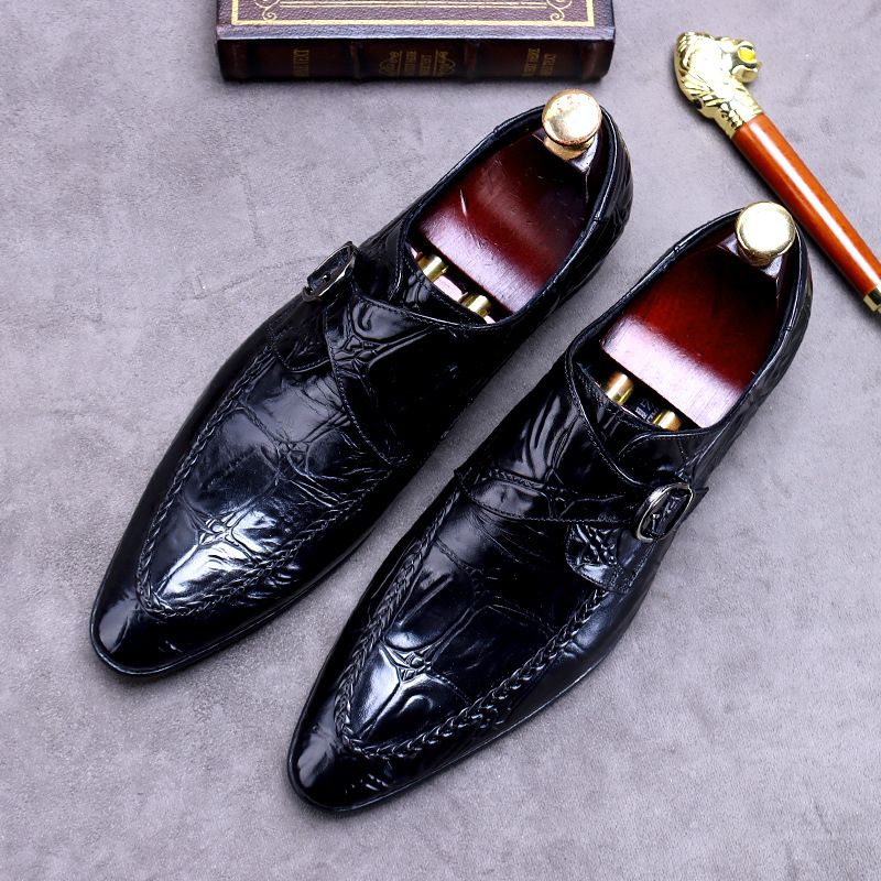 Férfi Hegyes Orrú Cipők Üzleti Ruha Brogue Shoes Retro Gentleman