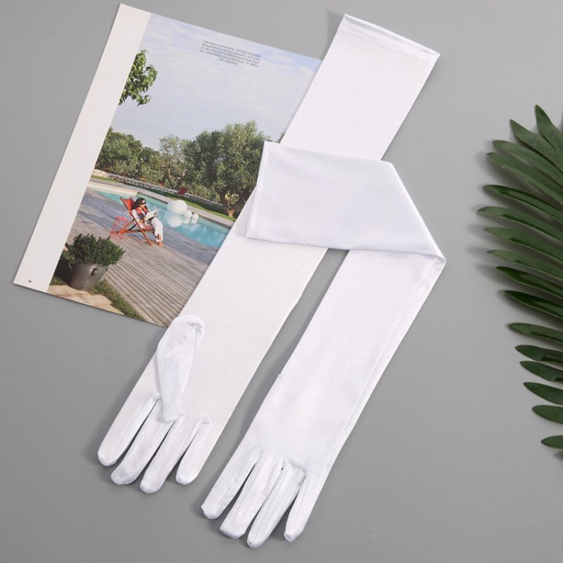 Szatén Kesztyű Esküvői Etikett Party Hosszú Szexi Stretch Gloves