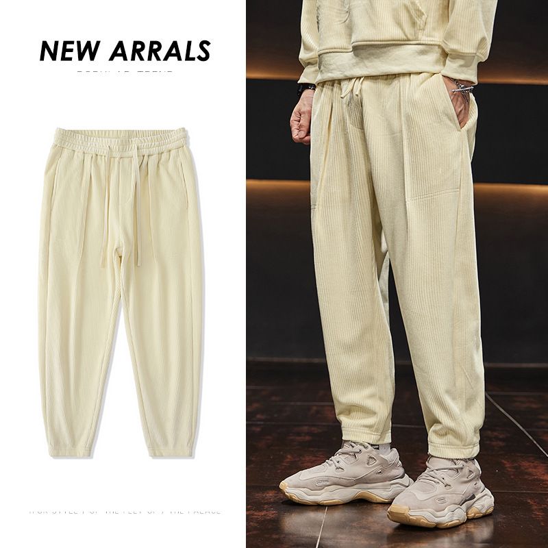 Corduroy Casual Pants Férfi Bő Leggings Melegítőnadrág Harem