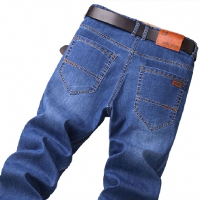 Vékony Stretch Jeans Férfi Trend Bő Egyenes Lábú Nadrág