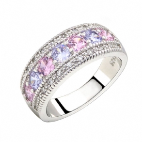 Rózsaszín Gyémánt Női Karikagyűrű High-end Mikro Intarziás Színes Cirkon Gyűrű Kereszttükör Kreatív Kézi Ékszer