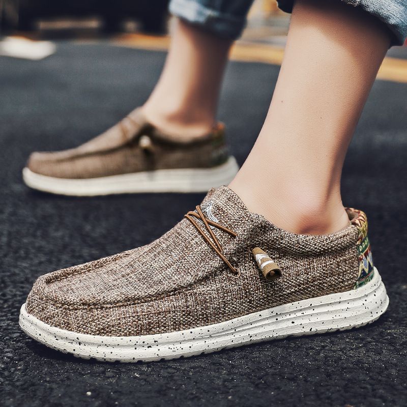 Naplopók Lapos Alkalmi Cipők Férfi Vászon Sneakers Slip-on