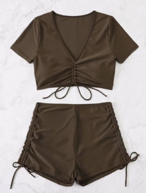 2023-as Új Osztott Ráncos Kötél Egyszínű Fürdőruha Bikini
