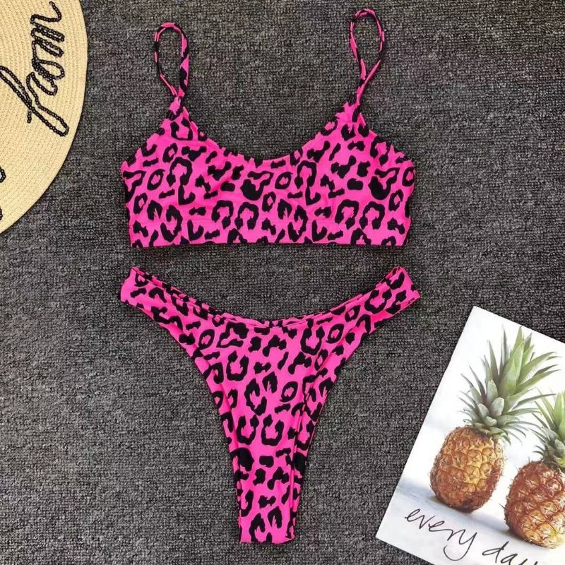 Szexi Leopard Bikini Fürdőruha Stock Egyenes Haj