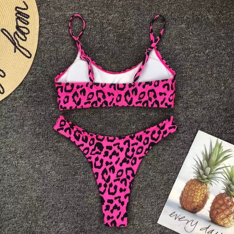 Szexi Leopard Bikini Fürdőruha Stock Egyenes Haj