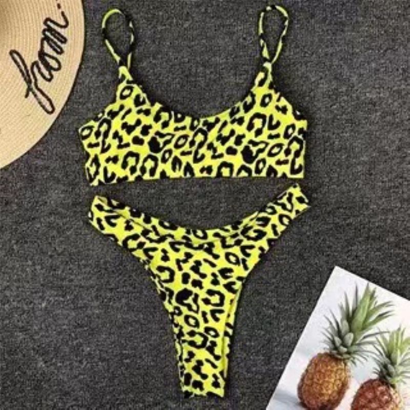 Szexi Leopard Bikini Fürdőruha Stock Egyenes Haj