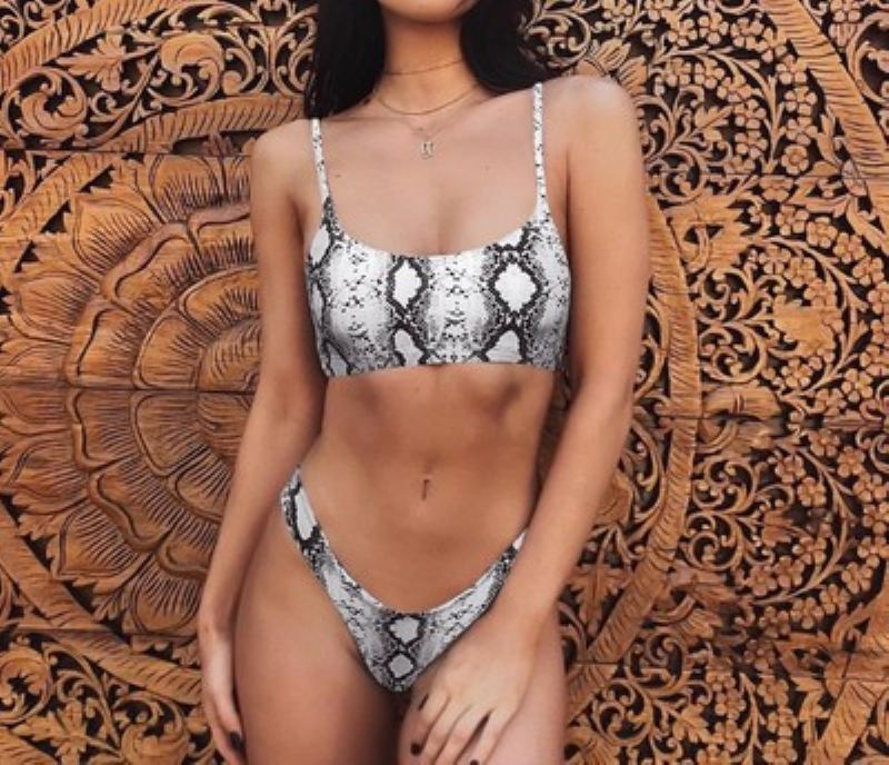 Szexi Leopard Bikini Fürdőruha Stock Egyenes Haj