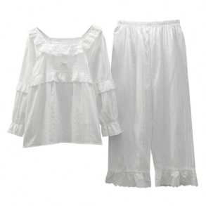 Női Pizsama Sweet Cute Cotton White Homewear Kétrészes Szett
