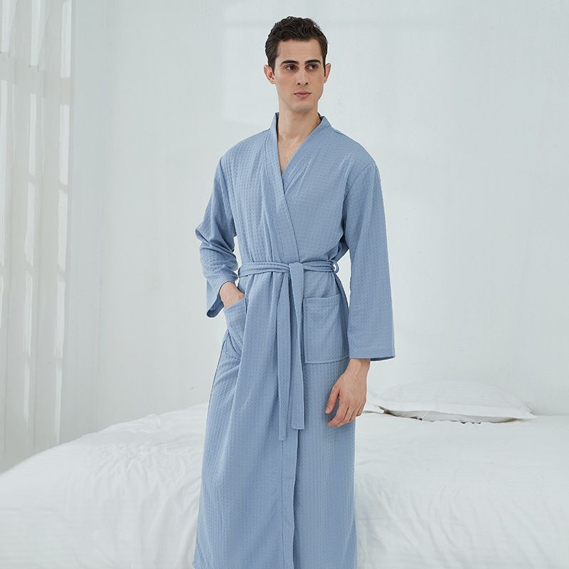 Fürdőköpeny Vékony Hálóingek Long Sections Loungewear Férfi