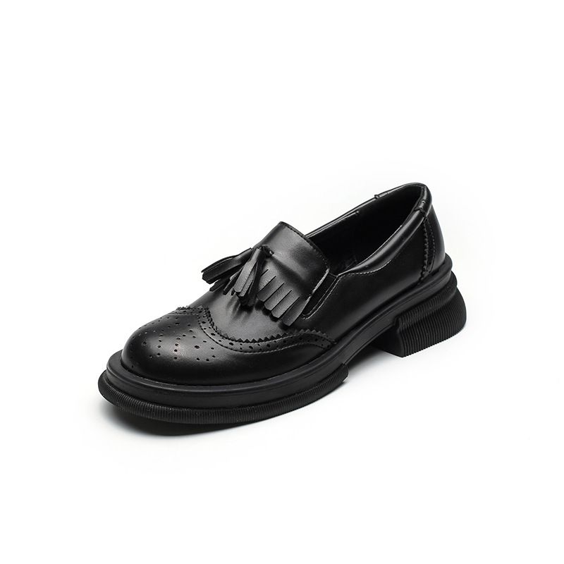 Loafers Retro Sekély Szájú Brogue Cipő Ruha Női 2023 Új Bojt Masni Puha Alsó Lapos