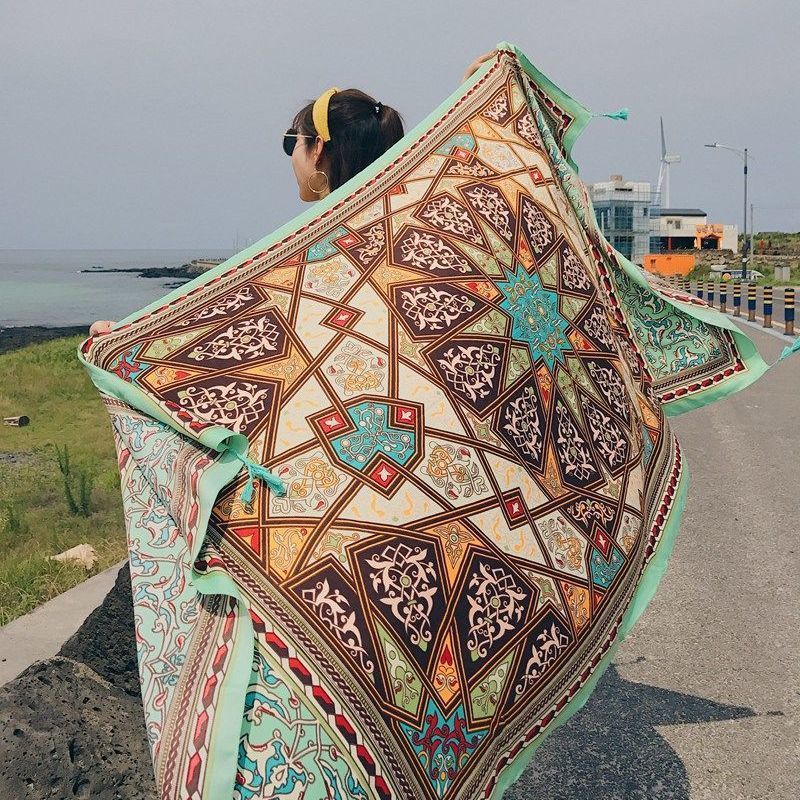 Tavaszi És Nyári Kendő Qinghai Turizmus Tengerparti Strandtörölköző Géz Napernyő Pamut És Vászon Sál Nőknek