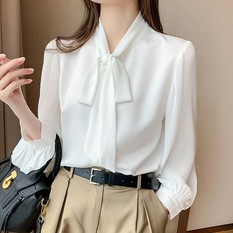 Fashion Temperament Chiffon Shirt Női Hosszú Ujjú Felső