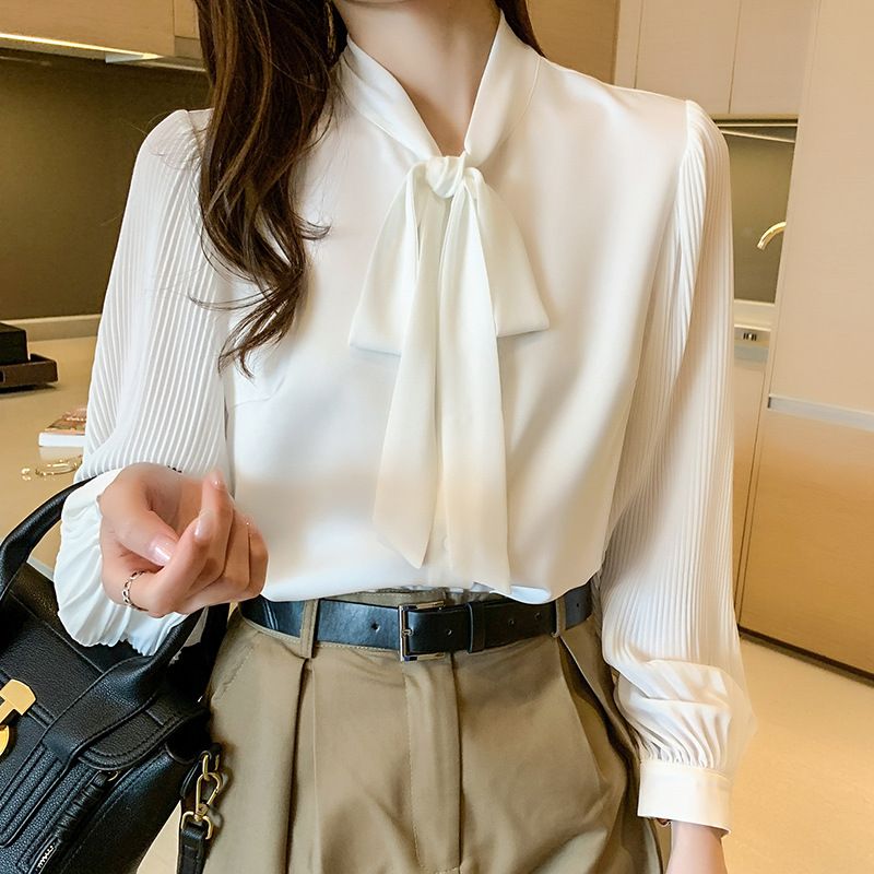 Fashion Temperament Chiffon Shirt Női Hosszú Ujjú Felső