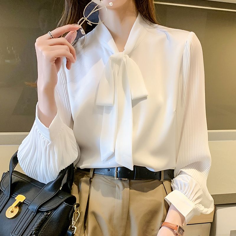 Fashion Temperament Chiffon Shirt Női Hosszú Ujjú Felső